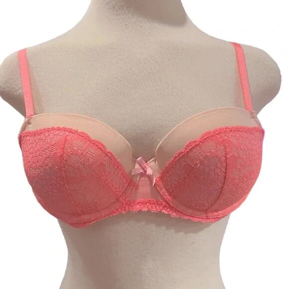Victoria's Secret Padded Demi Angels Pink/Nude Lace Bra Size 36B NWOT - Picture 1 of 9